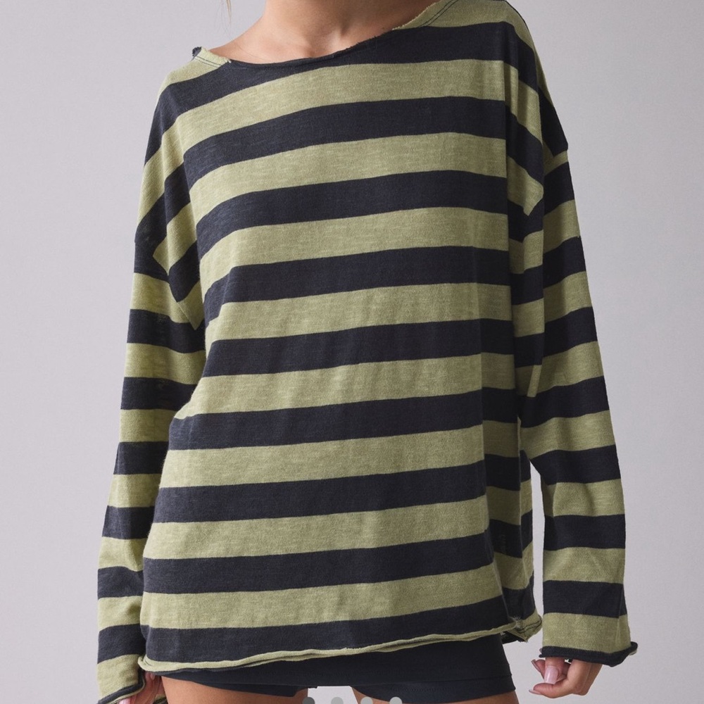 BDG Kurt Off-the-shoulder Long Sleeve in Womens XS TP, Green stripes
